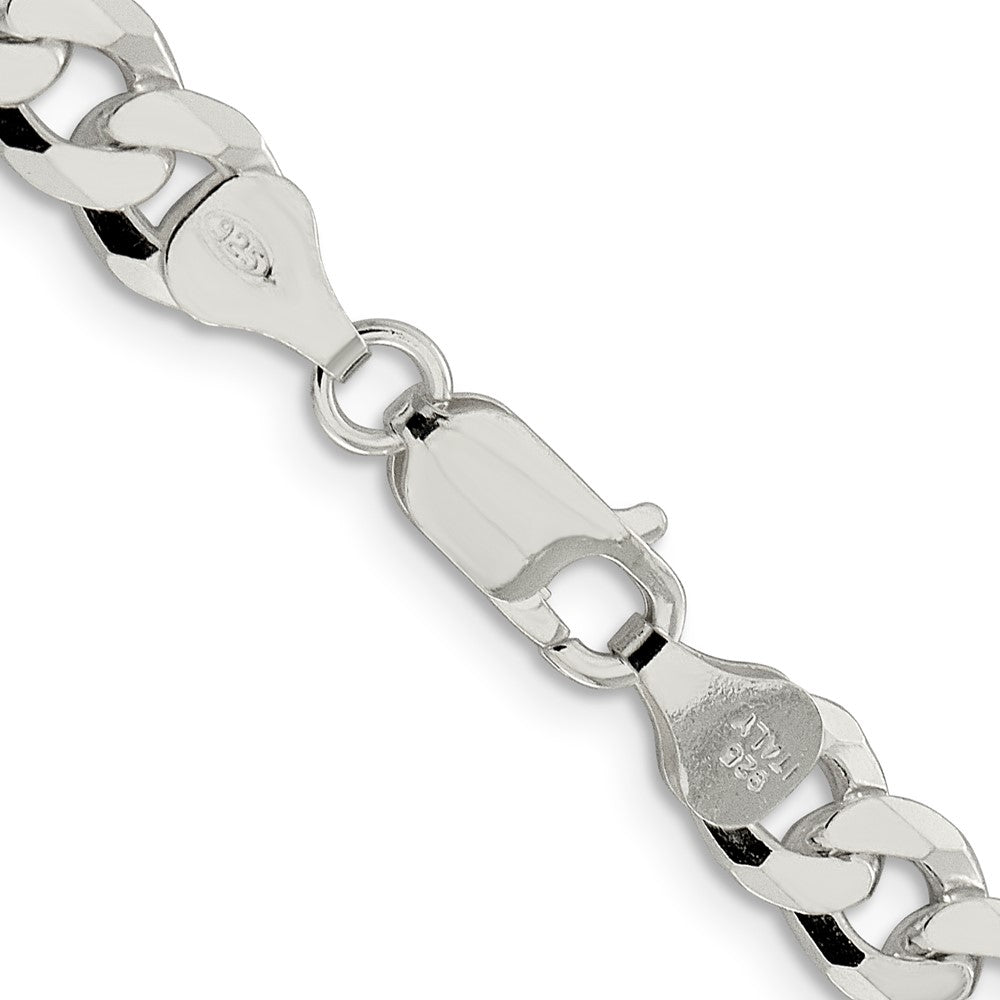 FJC Finejewelers 925 Sterling Silver Beveled Curb Bracelet Chain 9 Inches x 7 mm