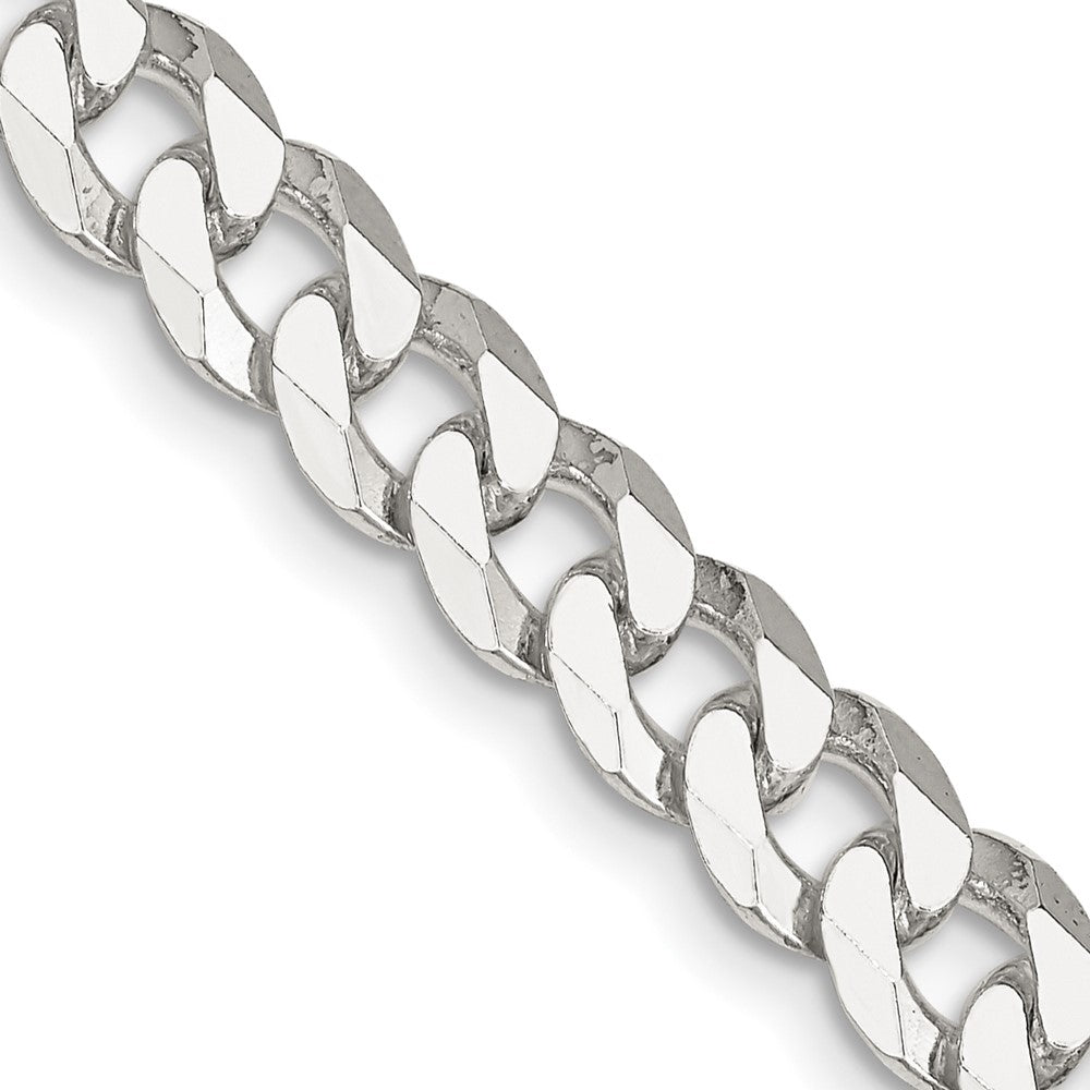 FJC Finejewelers 925 Sterling Silver Beveled Curb Bracelet Chain 9 Inches x 7 mm