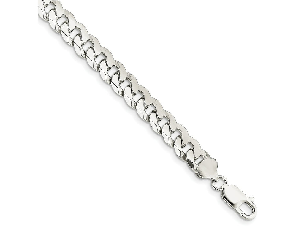 FJC Finejewelers 925 Sterling Silver Beveled Curb Bracelet Chain 7 Inches x 8.5 mm