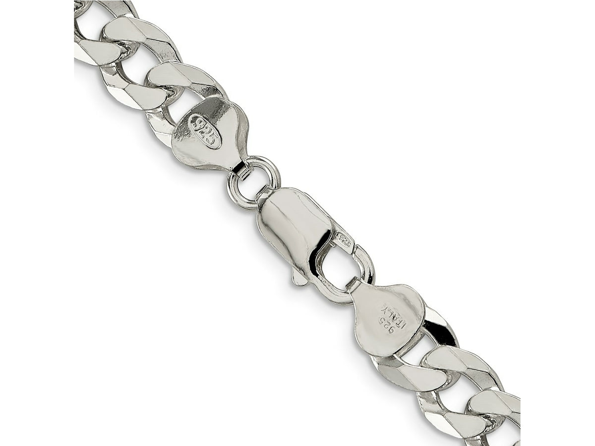 FJC Finejewelers 925 Sterling Silver Beveled Curb Bracelet Chain 9 Inches x 8.5 mm