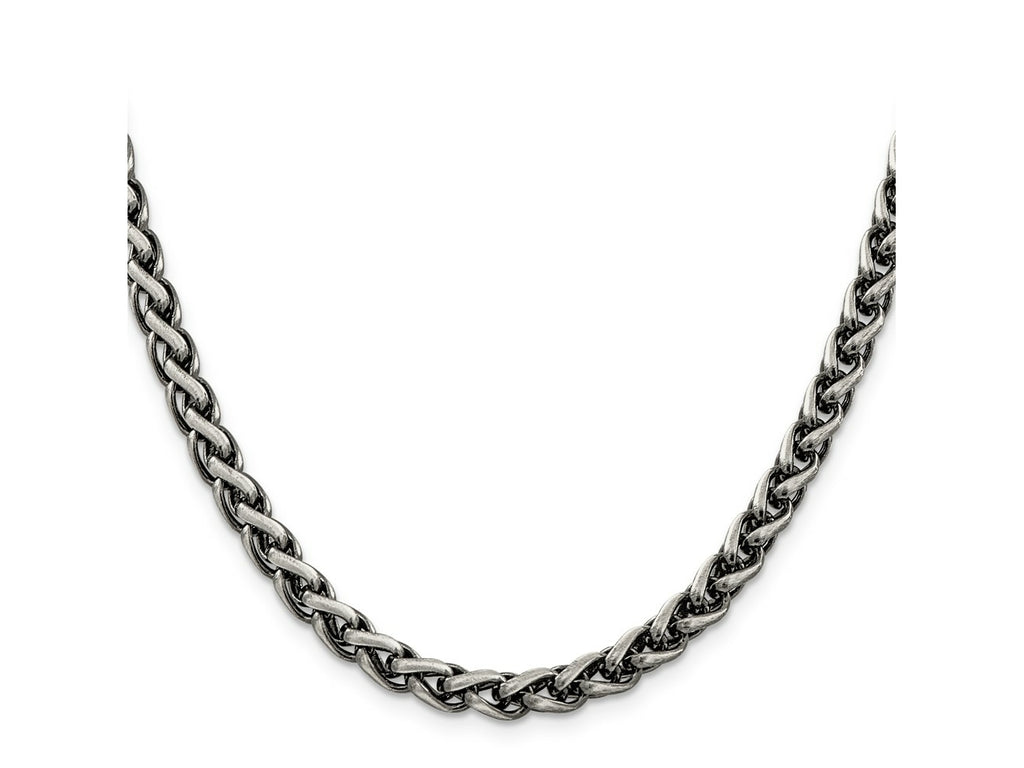 FJC Finejewelers 925 Sterling Silver Antiqued Round Spiga Chain 24 Inches x 6 mm