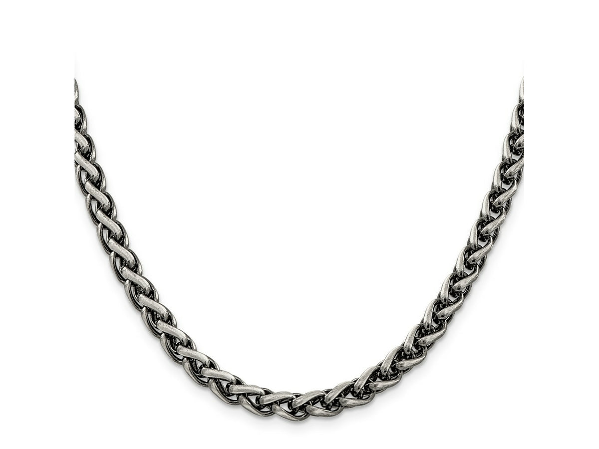 FJC Finejewelers 925 Sterling Silver Antiqued Round Spiga Chain 24 Inches x 6 mm