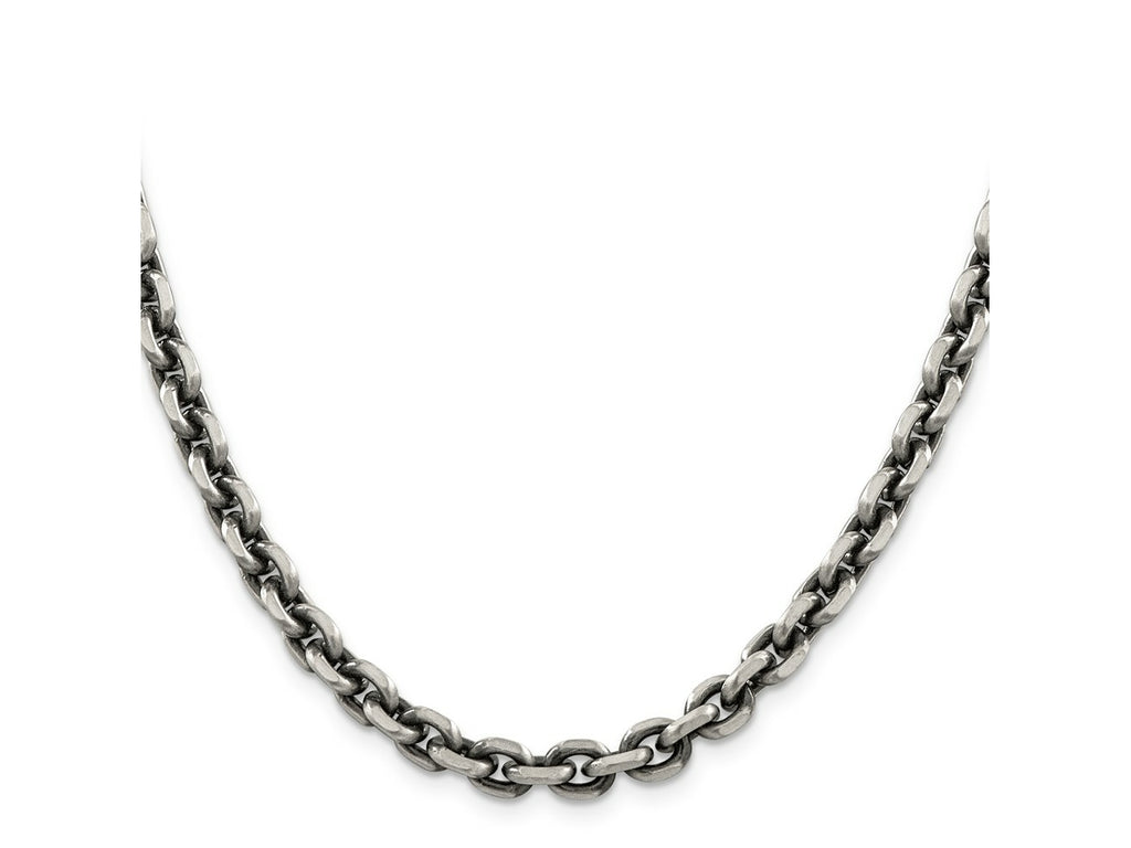 FJC Finejewelers 925 Sterling Silver Cable Antiqued Elongated Open Link Chain 22 Inches x 5.6 mm
