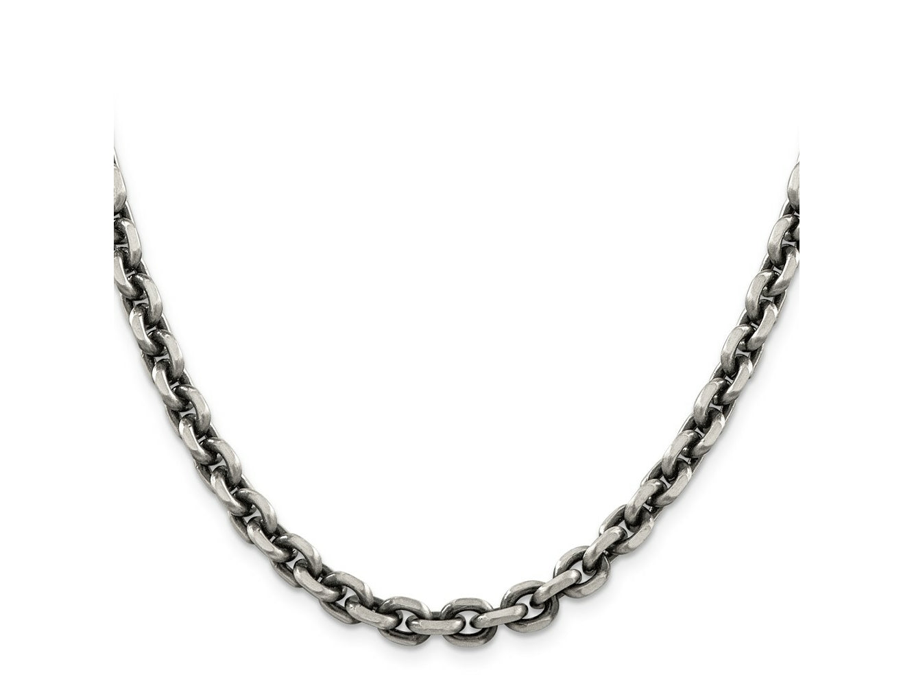 FJC Finejewelers 925 Sterling Silver Cable Antiqued Elongated Open Link Chain 22 Inches x 5.6 mm