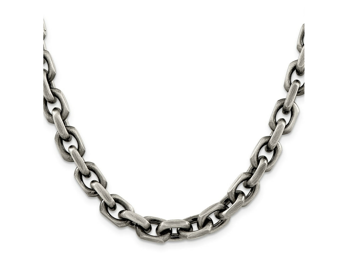 FJC Finejewelers 925 Sterling Silver Cable Antiqued Bright Cut Elongated Open Link Chain 22 Inches x 8.6 mm