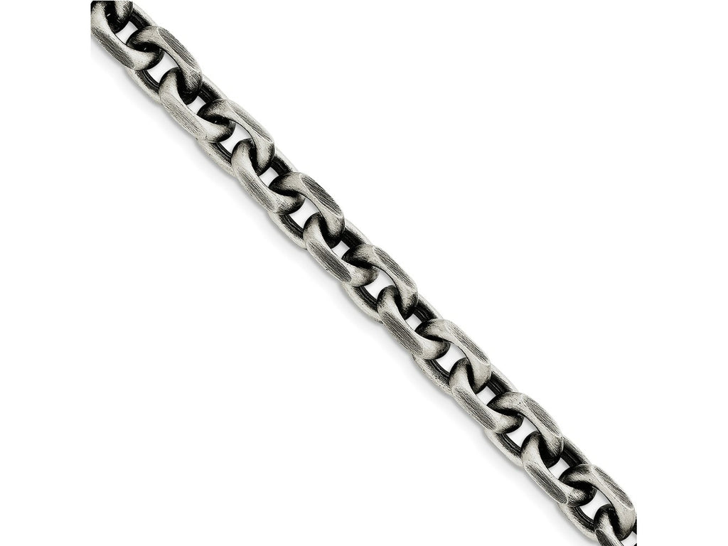 FJC Finejewelers 925 Sterling Silver Cable Antiqued Bright Cut Elongated Open Link Bracelet Chain 8.5 Inches x 8.6 mm