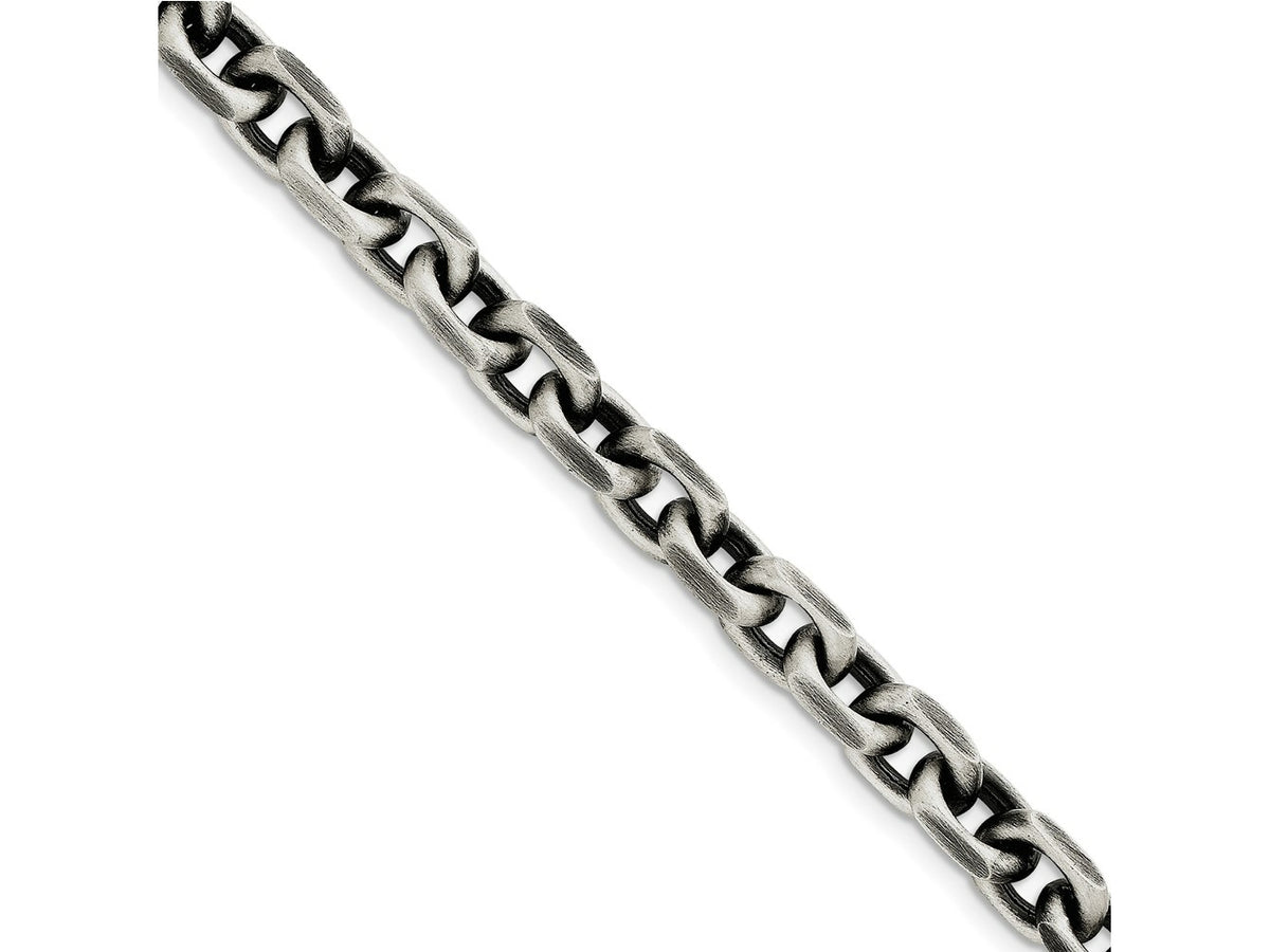 FJC Finejewelers 925 Sterling Silver Cable Antiqued Bright Cut Elongated Open Link Bracelet Chain 8.5 Inches x 8.6 mm