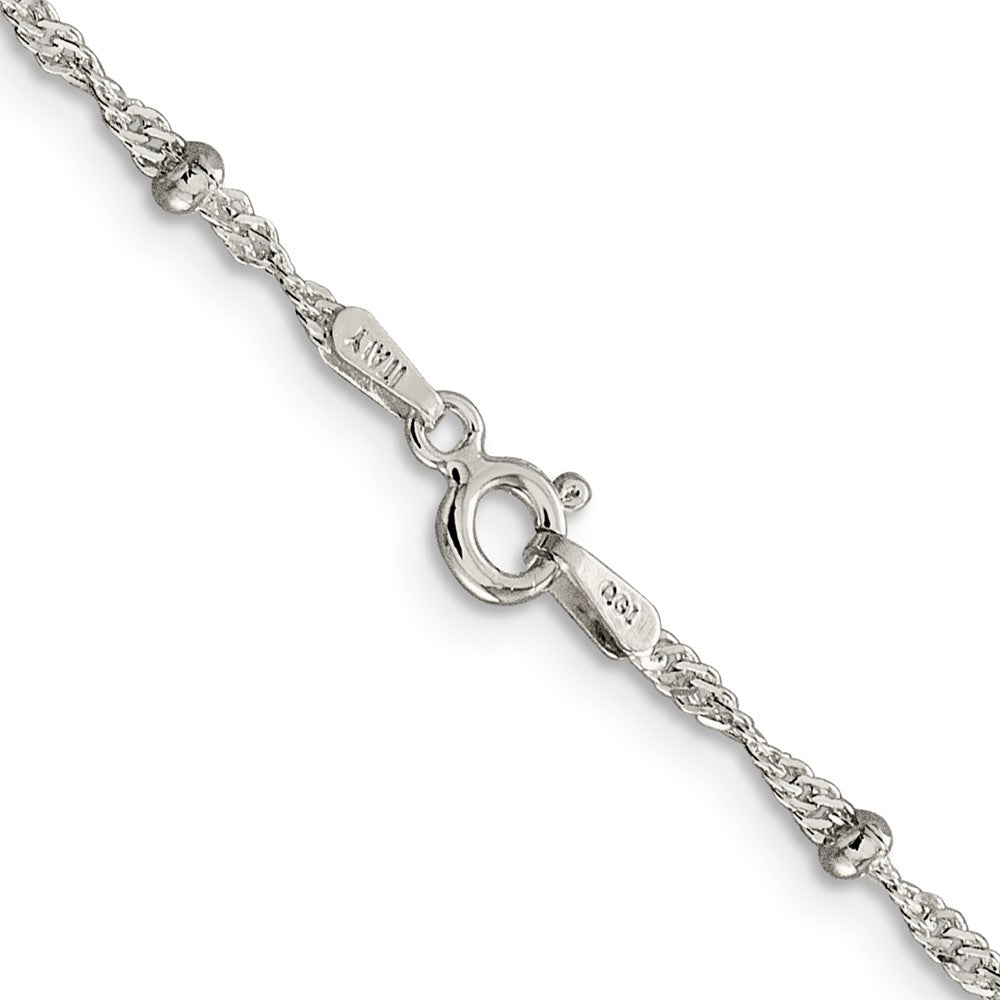 FJC Finejewelers 925 Sterling Silver Singapore with Beads Chain Anklet 9 Inches x 2.5 mm