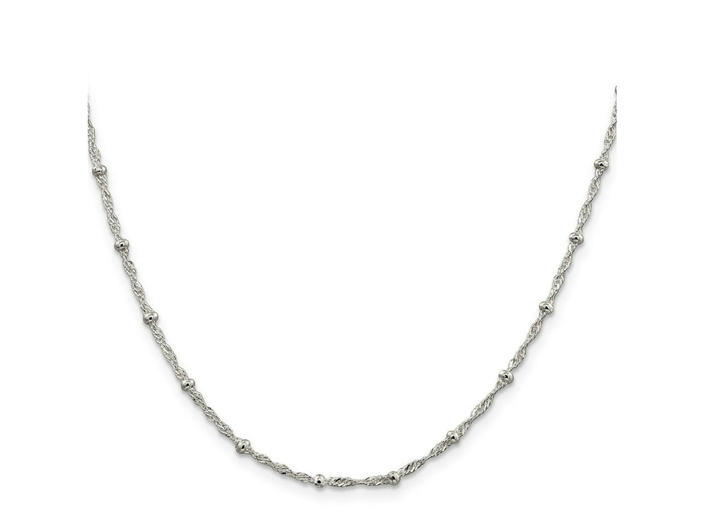 FJC Finejewelers 925 Sterling Silver Singapore with Beads Chain Anklet 9 Inches x 2.5 mm