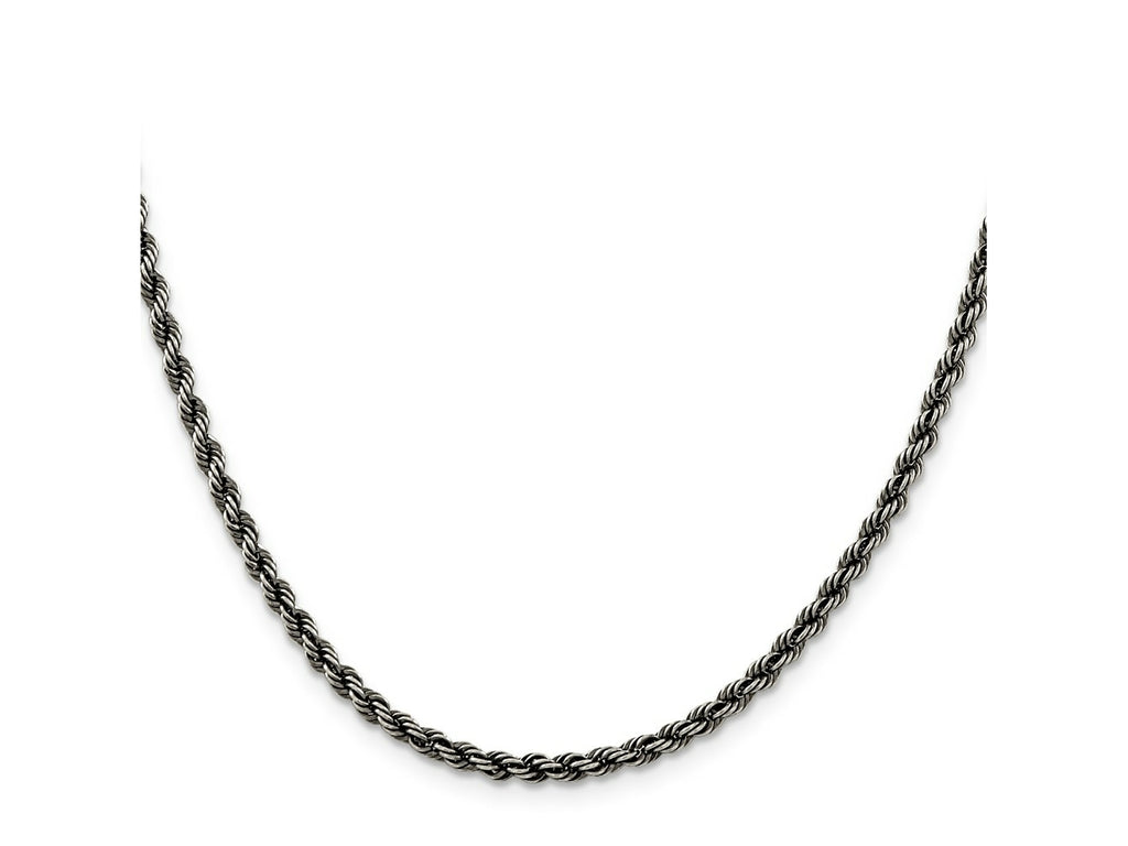 FJC Finejewelers 925 Sterling Silver Ruthenium-plated Rope Chain 22 Inches x 3 mm