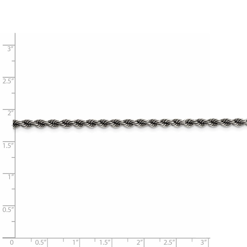 FJC Finejewelers 925 Sterling Silver Ruthenium-plated Rope Chain 26 Inches x 3 mm