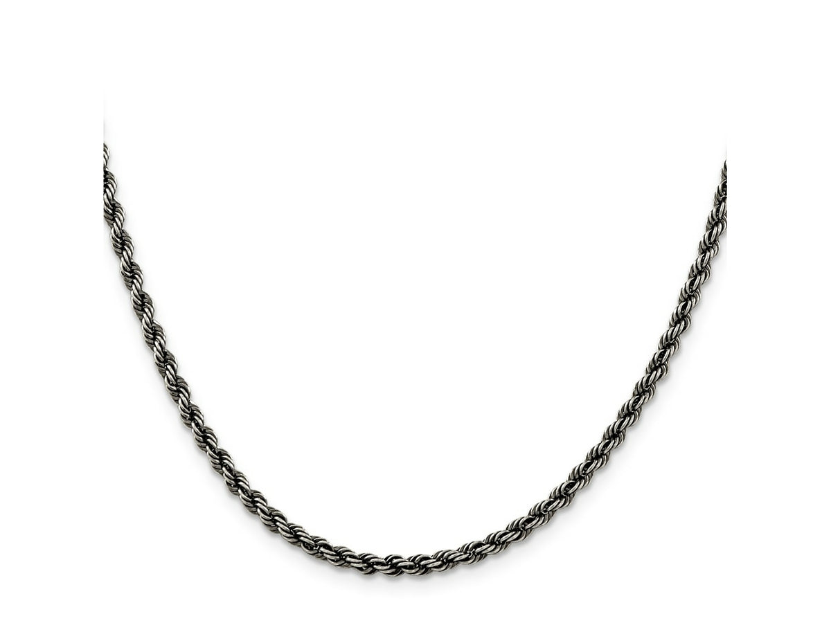 FJC Finejewelers 925 Sterling Silver Ruthenium-plated Rope Chain 26 Inches x 3 mm