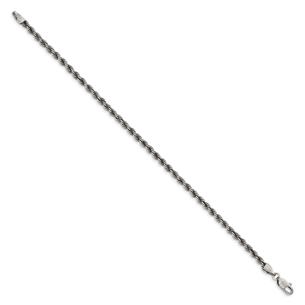 FJC Finejewelers 925 Sterling Silver Bright Cut Ruthenium-plated Rope Chain 8 Inches x 3 mm