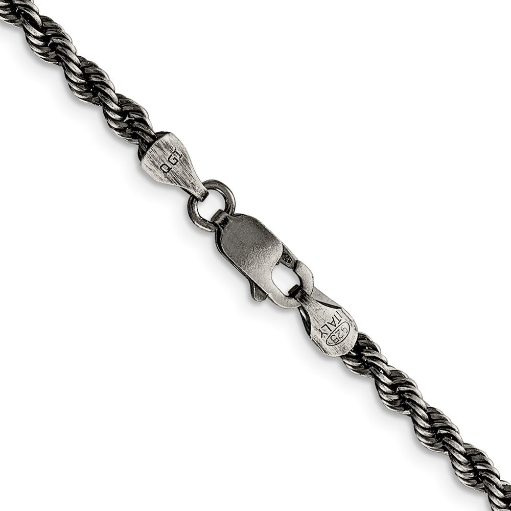 FJC Finejewelers 925 Sterling Silver Bright Cut Ruthenium-plated Rope Chain 8 Inches x 3 mm
