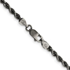 FJC Finejewelers 925 Sterling Silver Bright Cut Ruthenium-plated Rope Chain 8 Inches x 3 mm