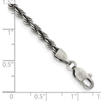 FJC Finejewelers 925 Sterling Silver Bright Cut Ruthenium-plated Rope Chain 8 Inches x 3 mm