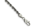 FJC Finejewelers 925 Sterling Silver Bright Cut Ruthenium-plated Rope Chain 8 Inches x 3 mm