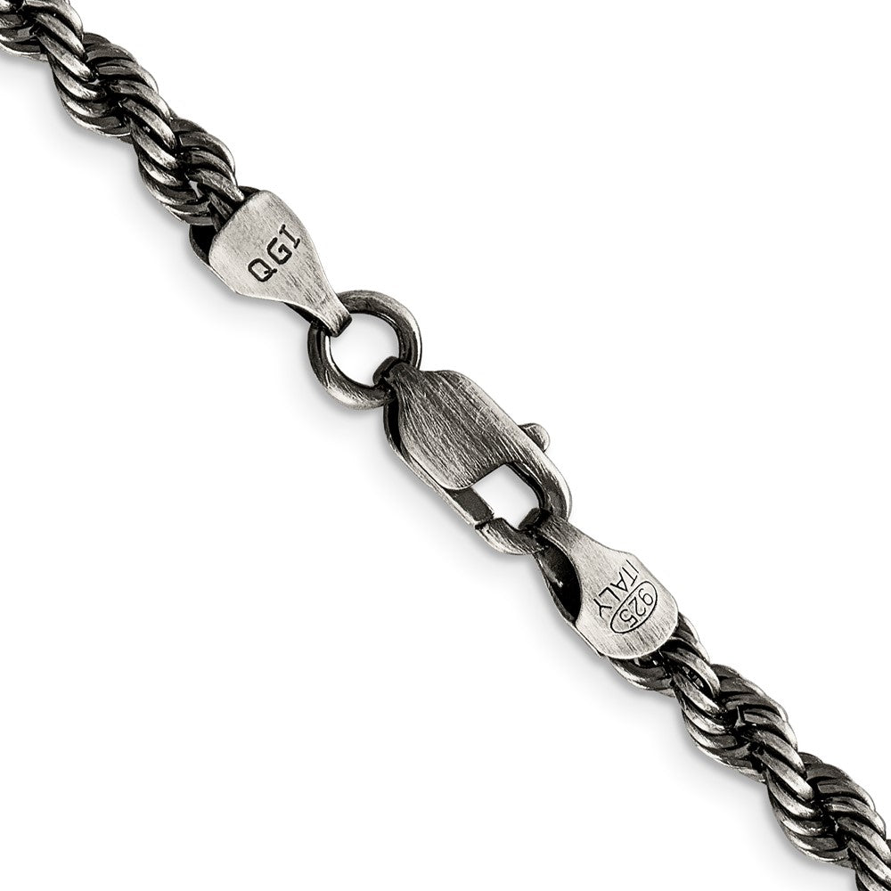 FJC Finejewelers 925 Sterling Silver Ruthenium-plated Rope Chain 22 Inches x 4 mm