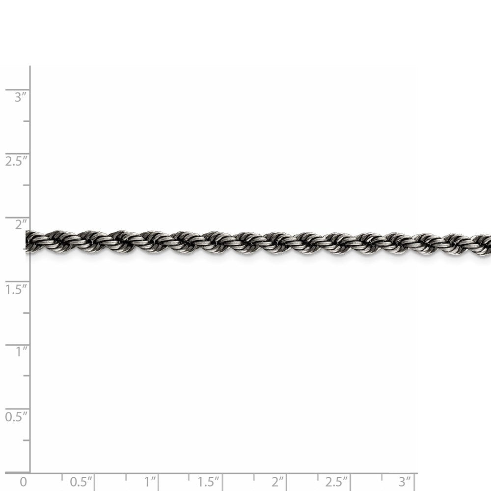 FJC Finejewelers 925 Sterling Silver Ruthenium-plated Rope Chain 22 Inches x 4 mm