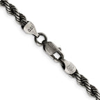 FJC Finejewelers 925 Sterling Silver Ruthenium-plated Rope Chain 26 Inches x 4 mm