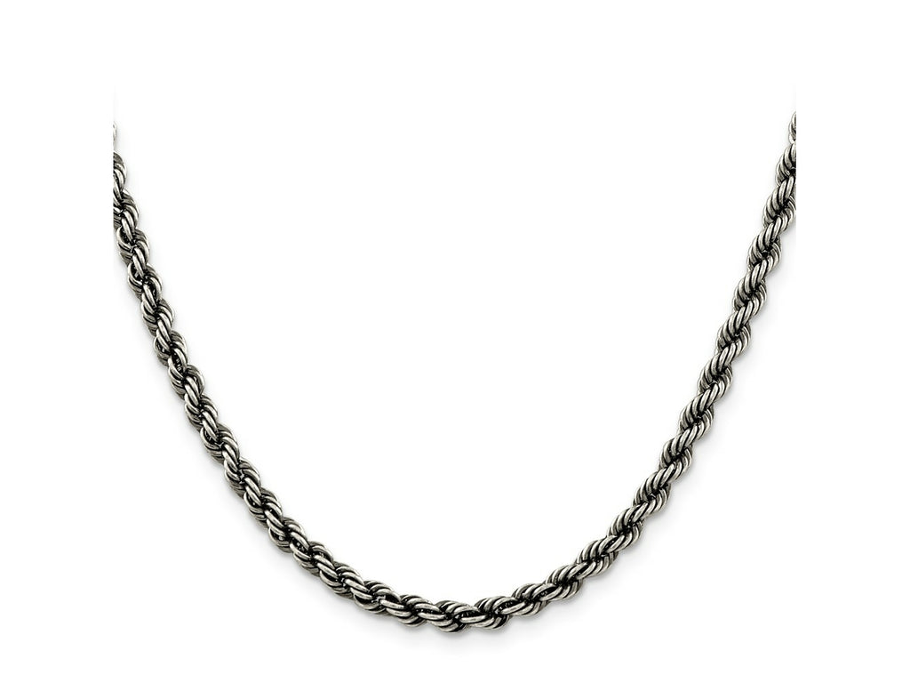 FJC Finejewelers 925 Sterling Silver Ruthenium-plated Rope Chain 26 Inches x 4 mm