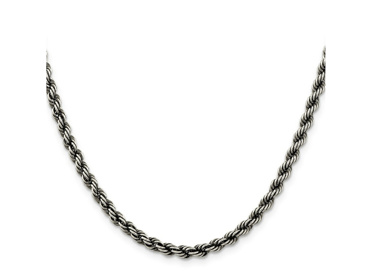 FJC Finejewelers 925 Sterling Silver Ruthenium-plated Rope Chain 26 Inches x 4 mm