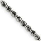 FJC Finejewelers 925 Sterling Silver Ruthenium-plated Rope Chain 26 Inches x 2.5 mm