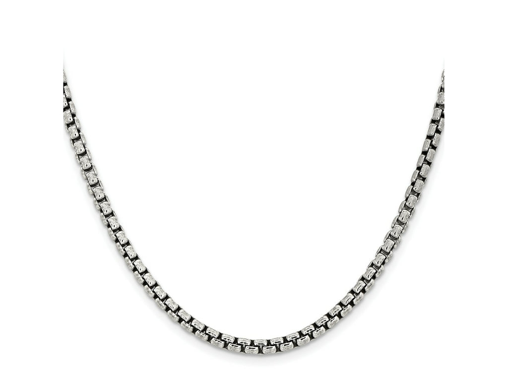 FJC Finejewelers 925 Sterling Silver Antiqued Round Box Chain 26 Inches x 3.6 mm