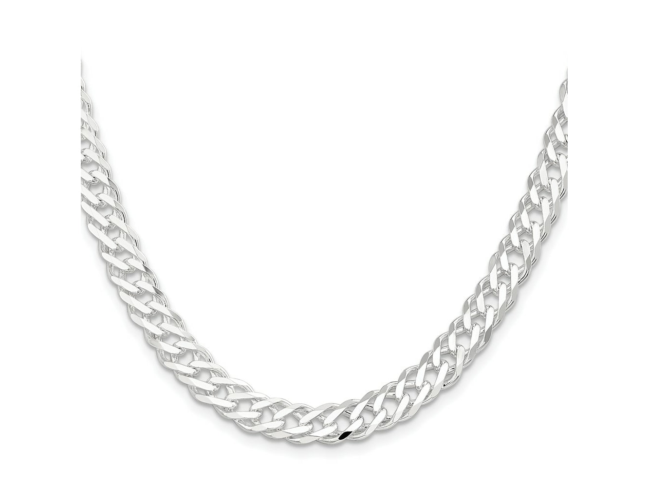 FJC Finejewelers 925 Sterling Silver 6 Side Bright Cut Flat Double Curb Chain 18 Inches x 7.75 mm