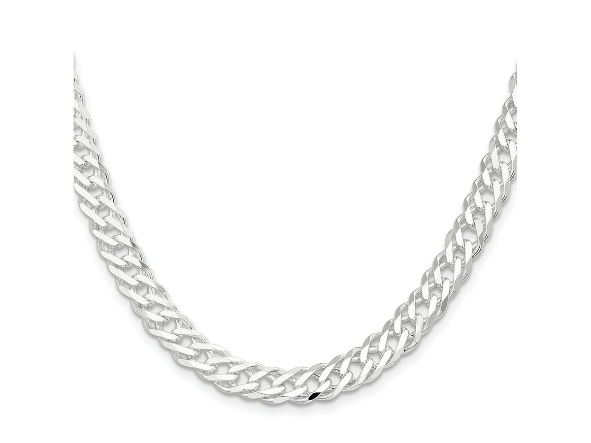 FJC Finejewelers 925 Sterling Silver 6 Side Bright Cut Flat Double Curb Chain 24 Inches x 7.75 mm