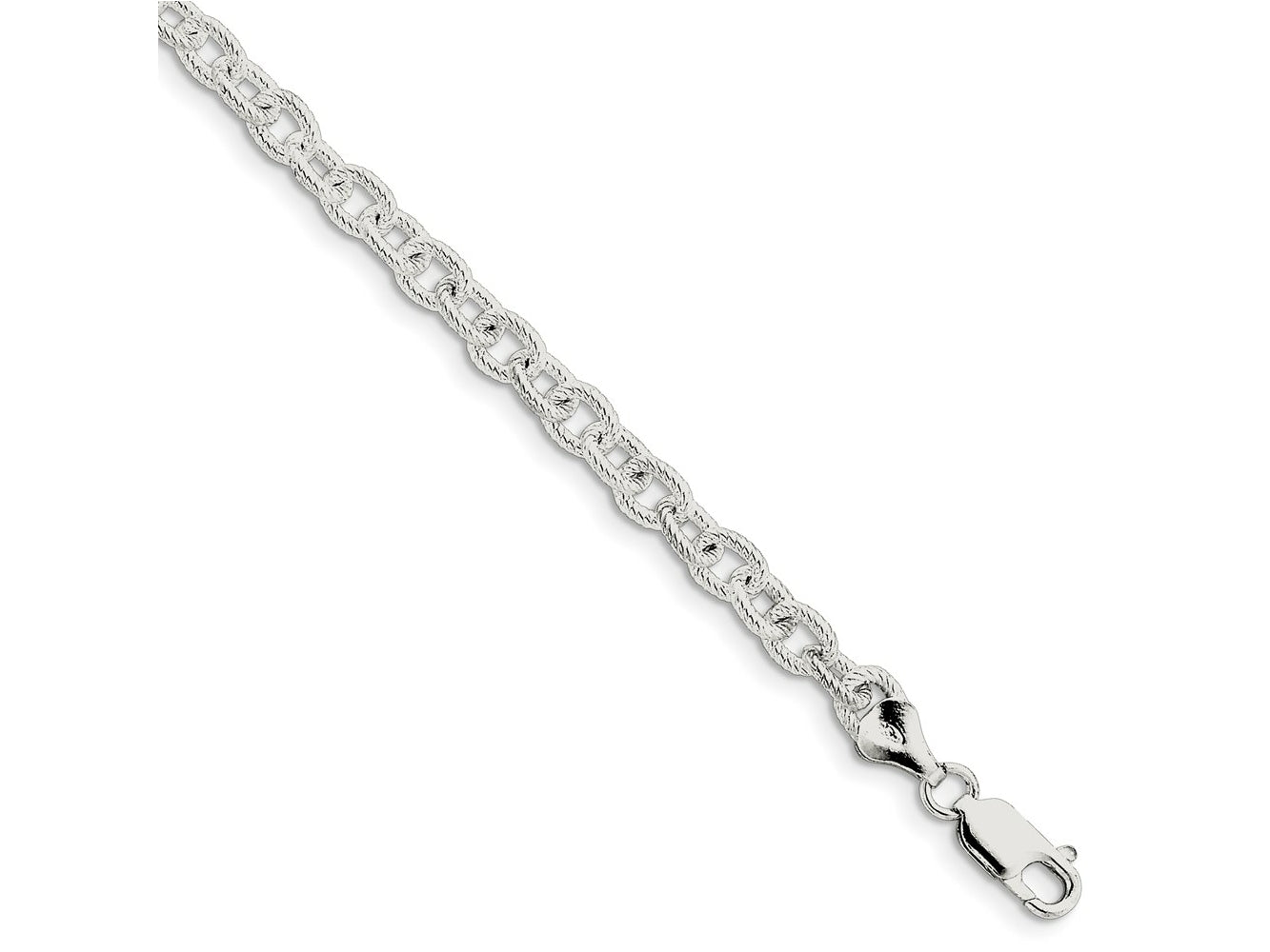 FJC Finejewelers 925 Sterling Silver Fancy Patterned Rolo Bracelet Chain 7 Inches x 6.25 mm