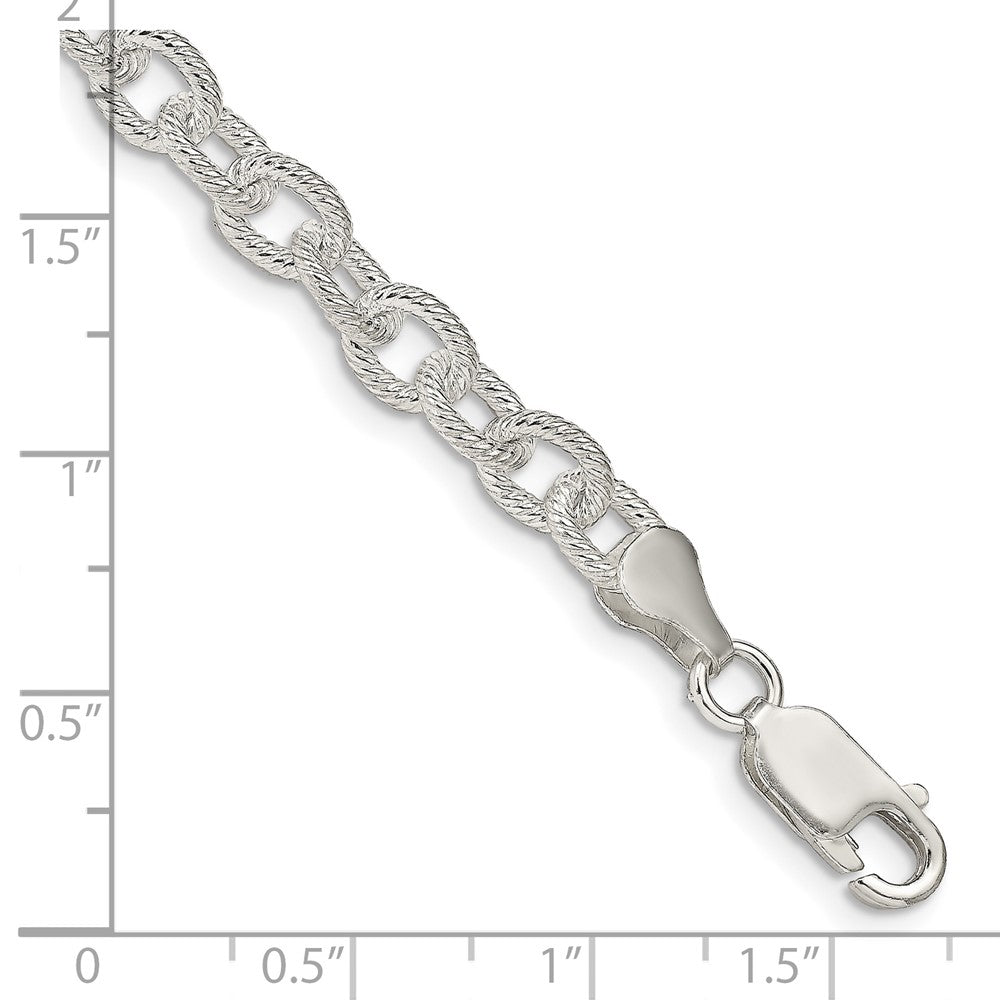 FJC Finejewelers 925 Sterling Silver Fancy Patterned Rolo Bracelet Chain 8 Inches x 6.25 mm