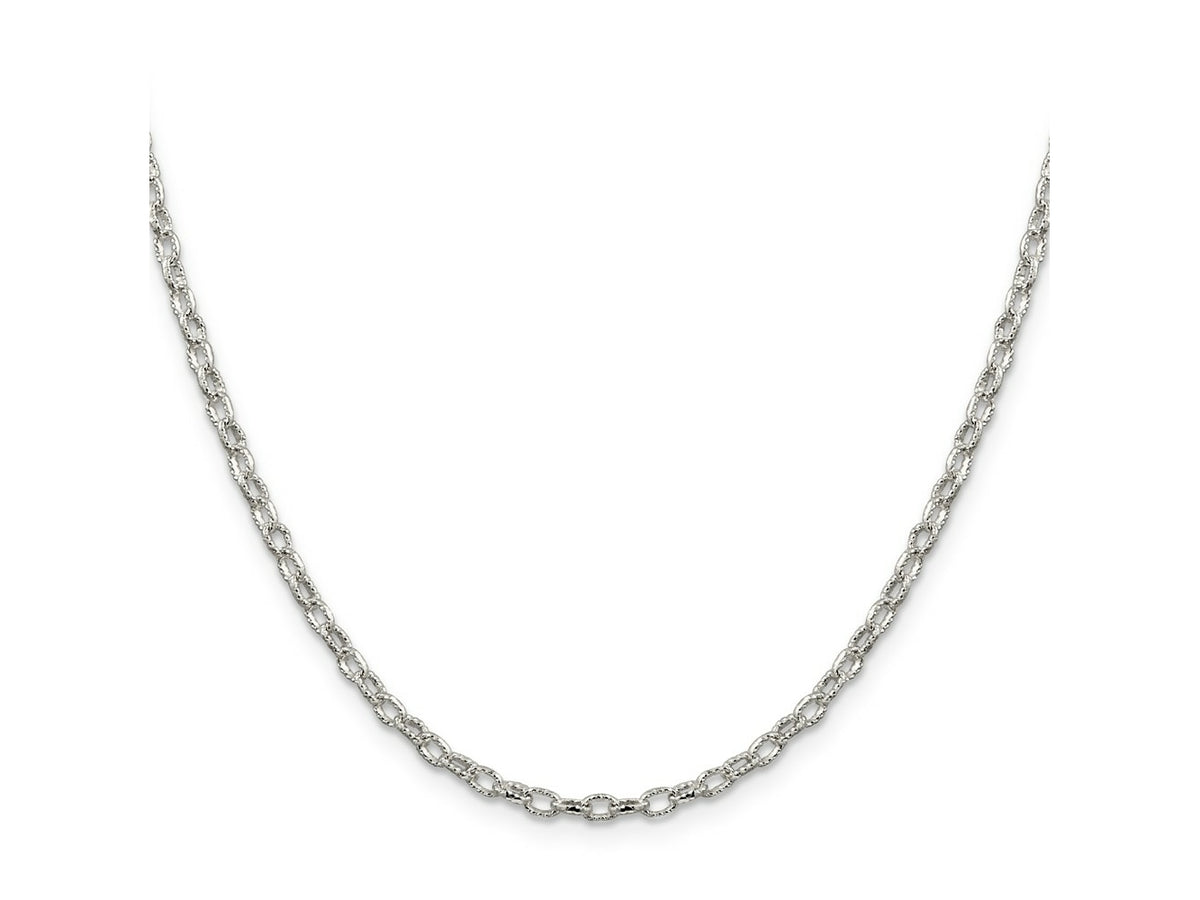 FJC Finejewelers 925 Sterling Silver Hand Made Fancy Patterned Rolo Chain 20 Inches x 3 mm