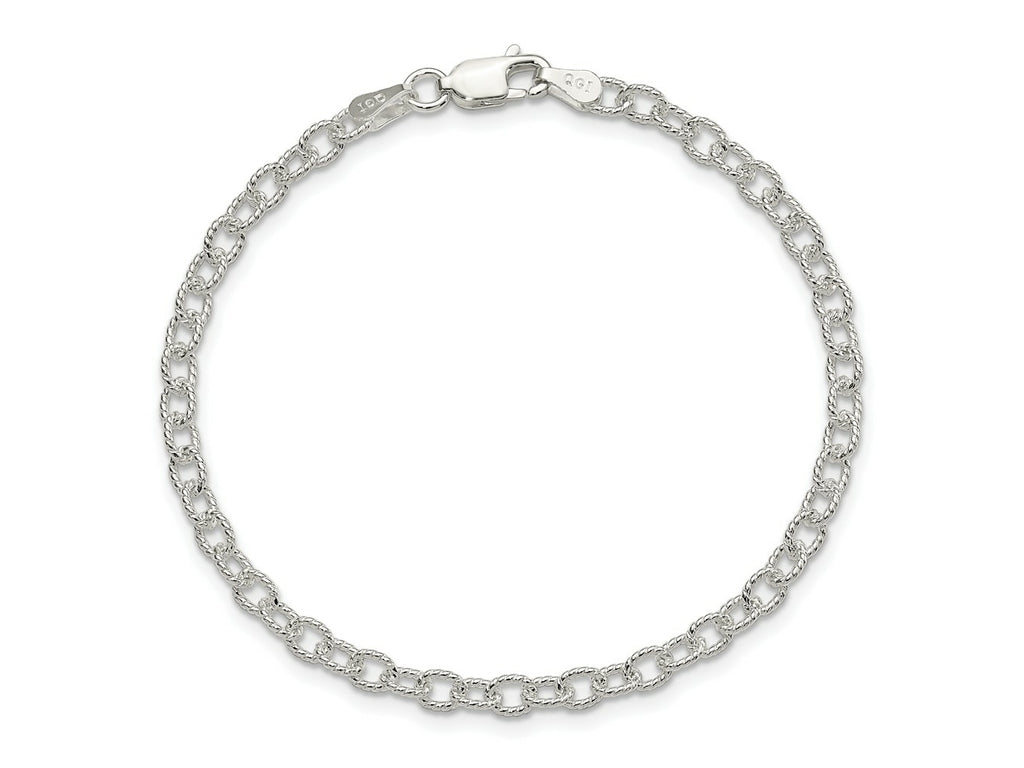 FJC Finejewelers 925 Sterling Silver Hand Made Fancy Patterned Rolo Bracelet Chain 7 Inches x 3 mm