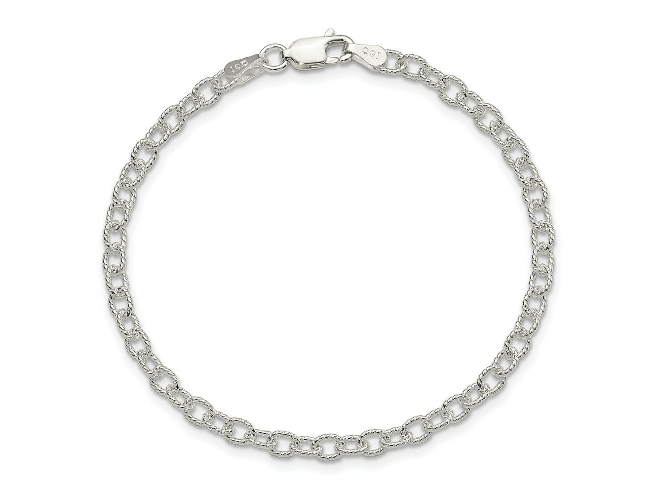 FJC Finejewelers 925 Sterling Silver Hand Made Fancy Patterned Rolo Bracelet Chain 7 Inches x 3 mm