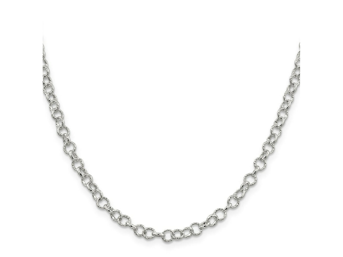 FJC Finejewelers 925 Sterling Silver Hand Made Fancy Patterned Rolo Chain 18 Inches x 4.55 mm