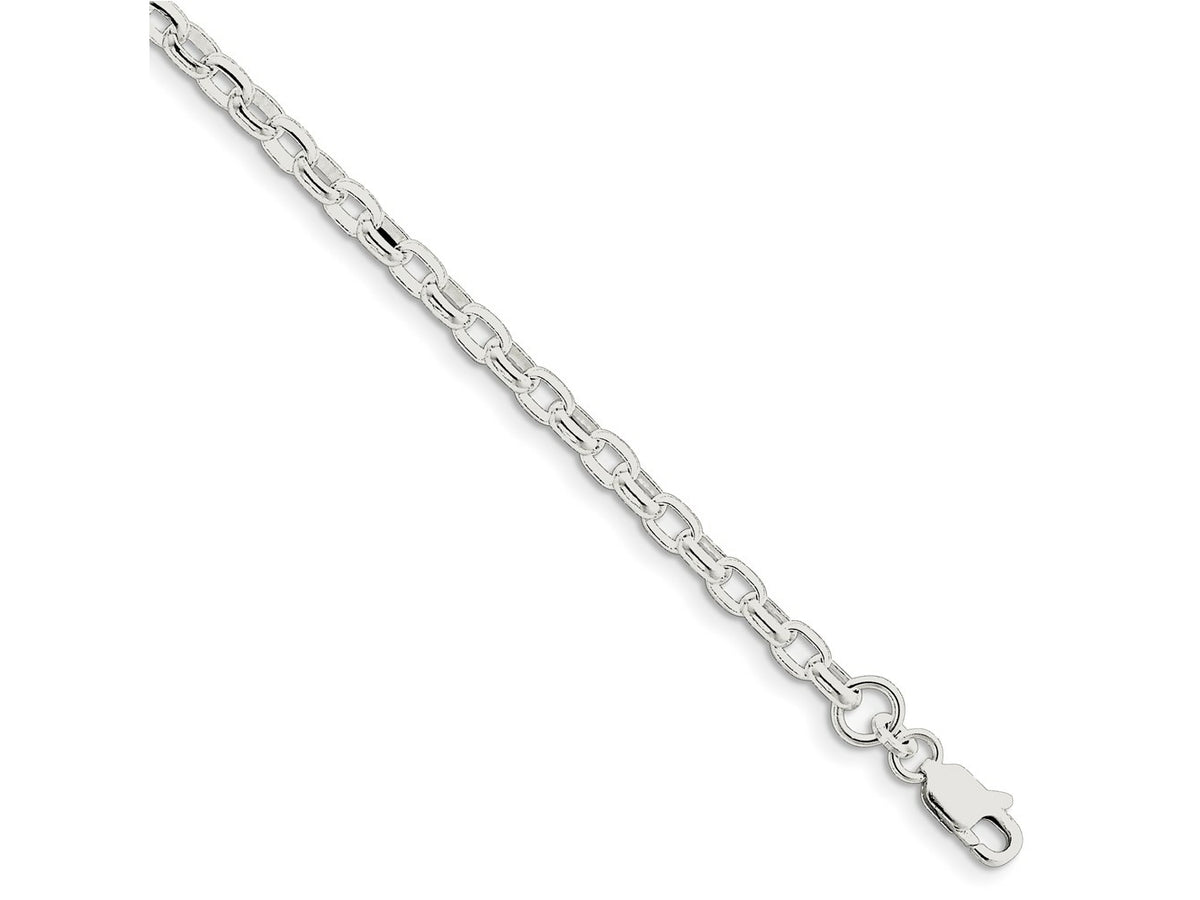 FJC Finejewelers 925 Sterling Silver Oval Fancy Rolo Bracelet Chain 7 Inches x 4.4 mm