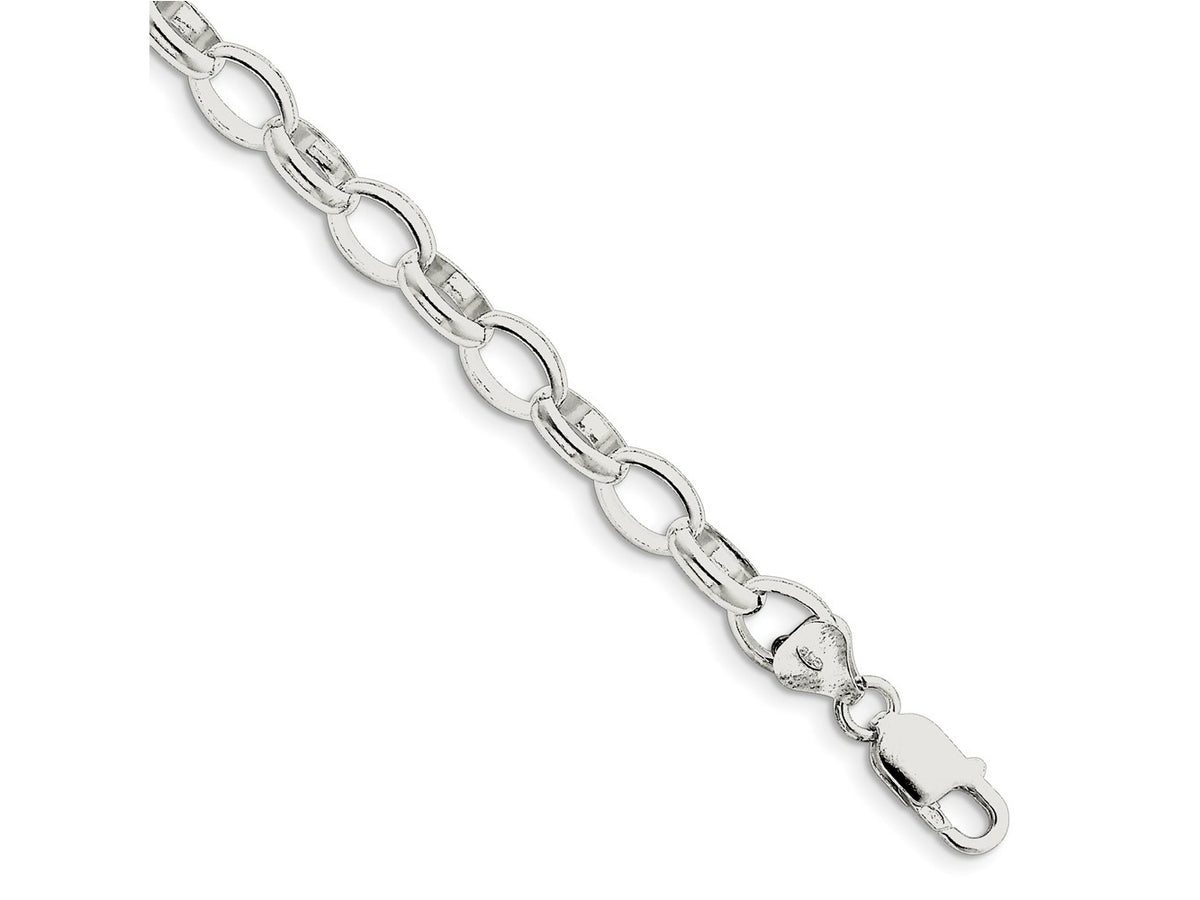 FJC Finejewelers 925 Sterling Silver Fancy Rolo Bracelet Chain 7 Inches x 8 mm