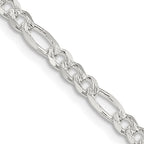 FJC Finejewelers 925 Sterling Silver Pavé Flat Figaro Chain 24 Inches x 4 mm