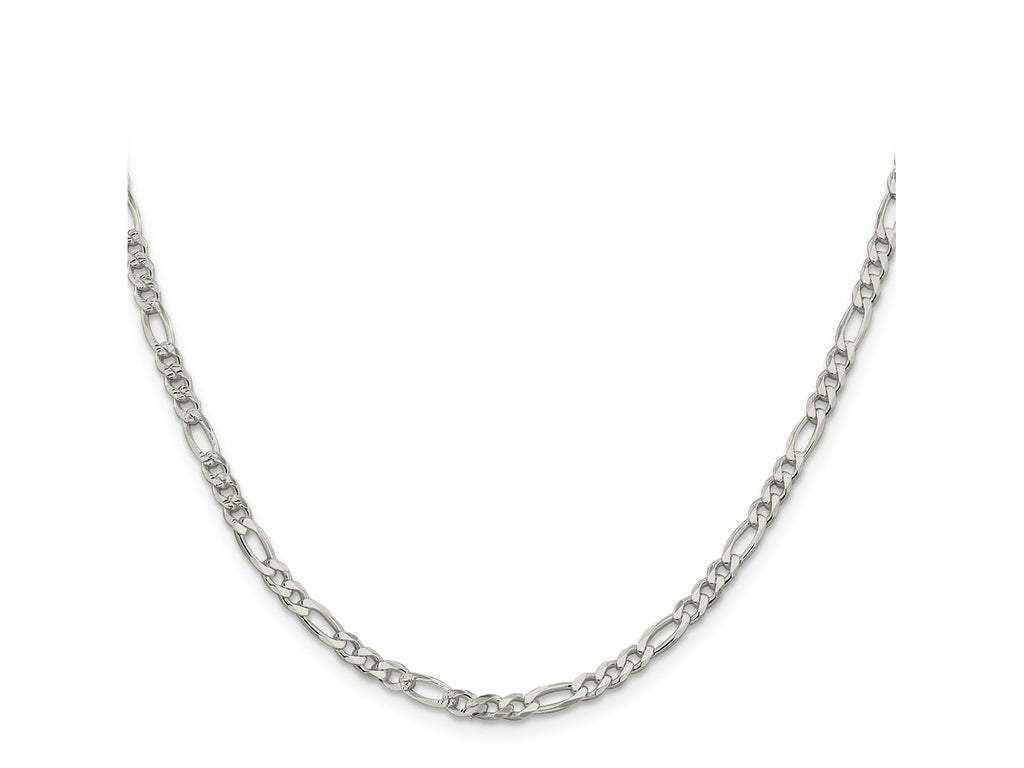 FJC Finejewelers 925 Sterling Silver Pave Flat Figaro Chain 30 Inches x 4 mm