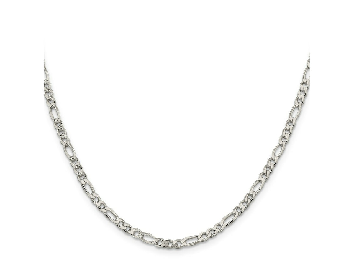 FJC Finejewelers 925 Sterling Silver Pave Flat Figaro Chain 30 Inches x 4 mm