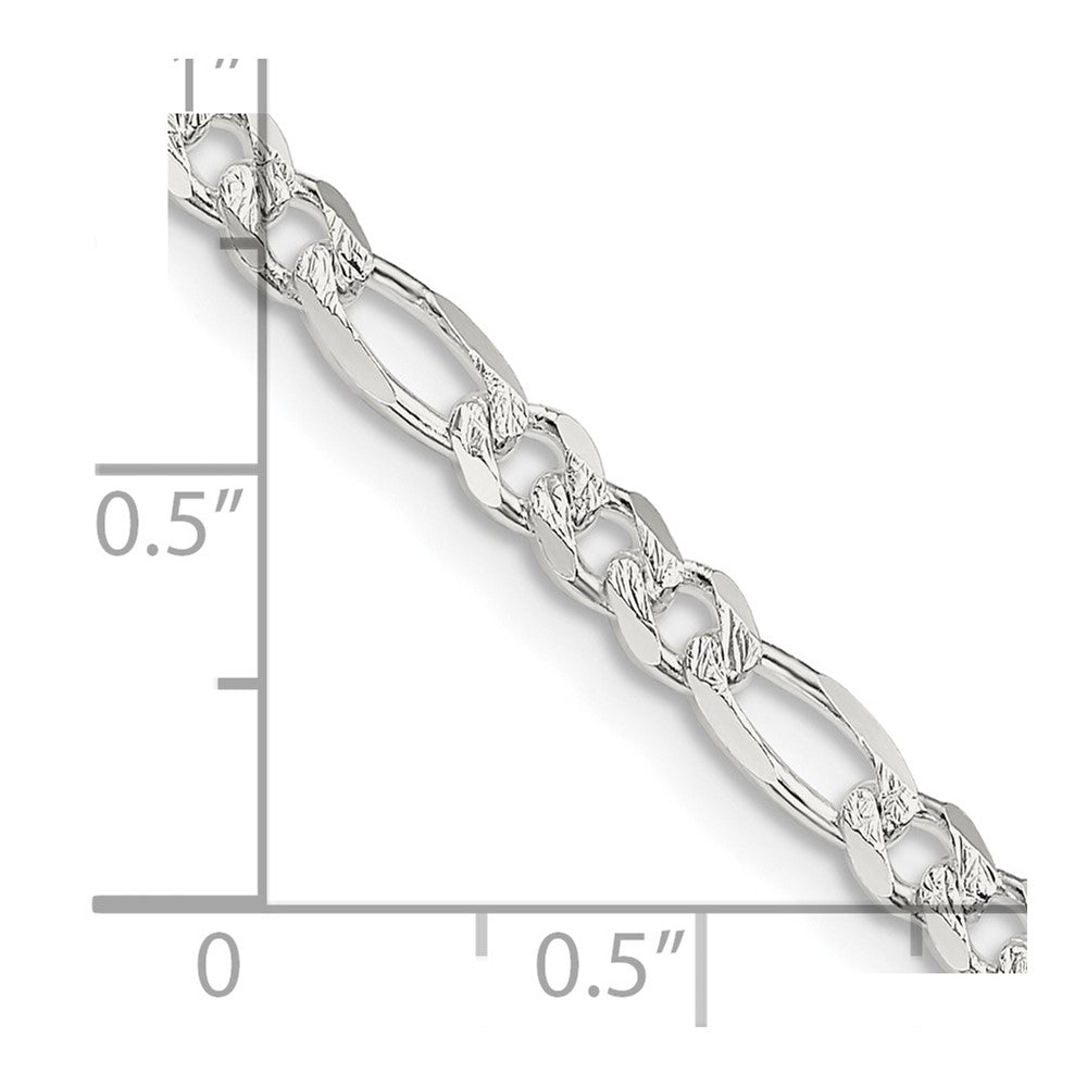 FJC Finejewelers 925 Sterling Silver Pavé Flat Figaro Bracelet Chain 7 Inches x 4 mm
