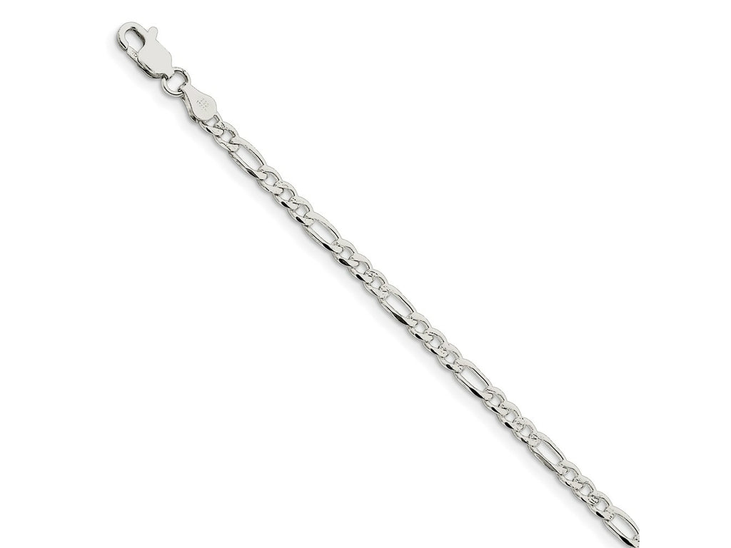 FJC Finejewelers 925 Sterling Silver Pavé Flat Figaro Bracelet Chain 7 Inches x 4 mm