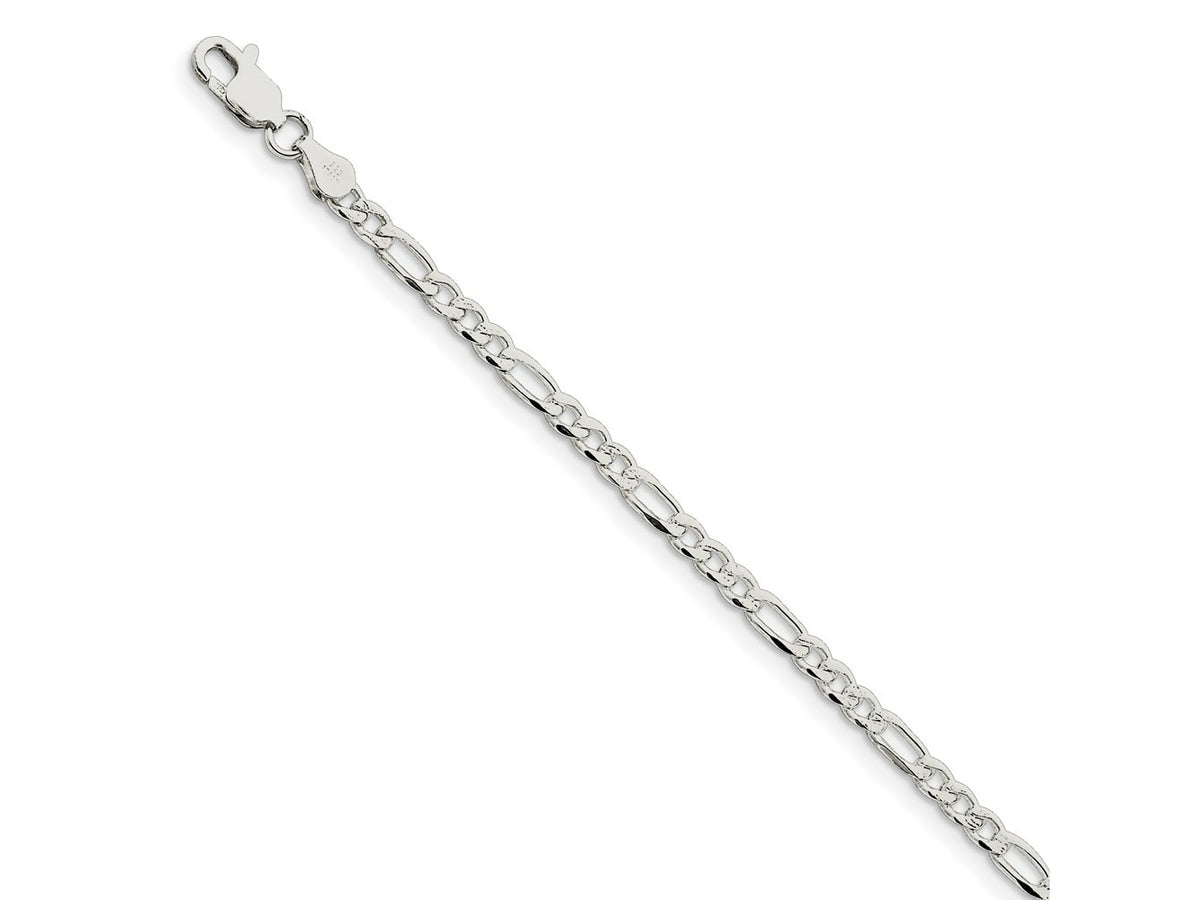 FJC Finejewelers 925 Sterling Silver Pavé Flat Figaro Bracelet Chain 7 Inches x 4 mm