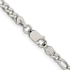 FJC Finejewelers 925 Sterling Silver Pavé Flat Figaro Bracelet Chain 8 Inches x 4 mm