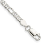 FJC Finejewelers 925 Sterling Silver Pavé Flat Figaro Bracelet Chain 8 Inches x 4 mm