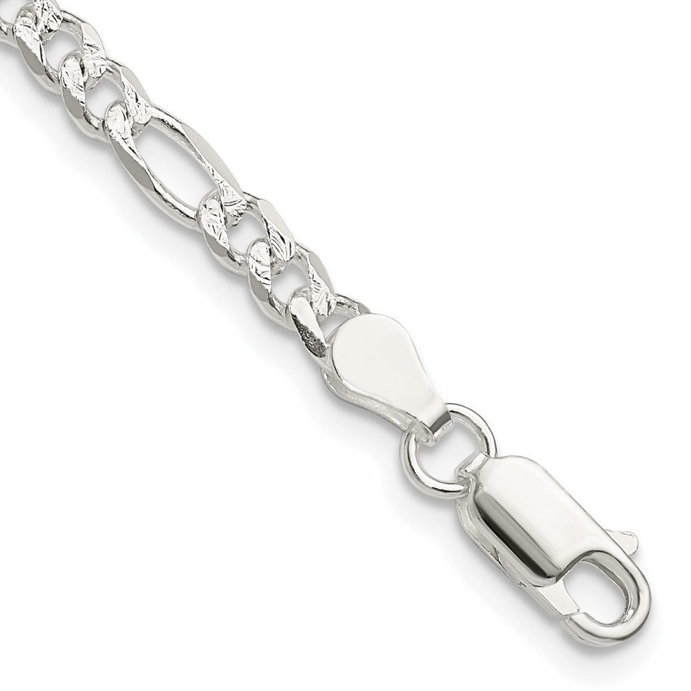 FJC Finejewelers 925 Sterling Silver Pavé Flat Figaro Bracelet Chain 8 Inches x 4 mm