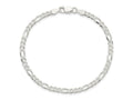 FJC Finejewelers 925 Sterling Silver Pavé Flat Figaro Bracelet Chain 8 Inches x 4 mm