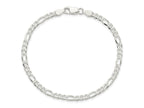 FJC Finejewelers 925 Sterling Silver Pavé Flat Figaro Bracelet Chain 8 Inches x 4 mm