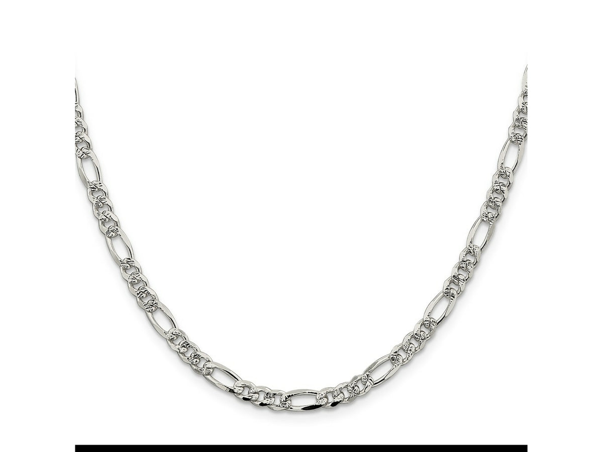 FJC Finejewelers 925 Sterling Silver Pavé Flat Figaro Chain 18 Inches x 4.75 mm